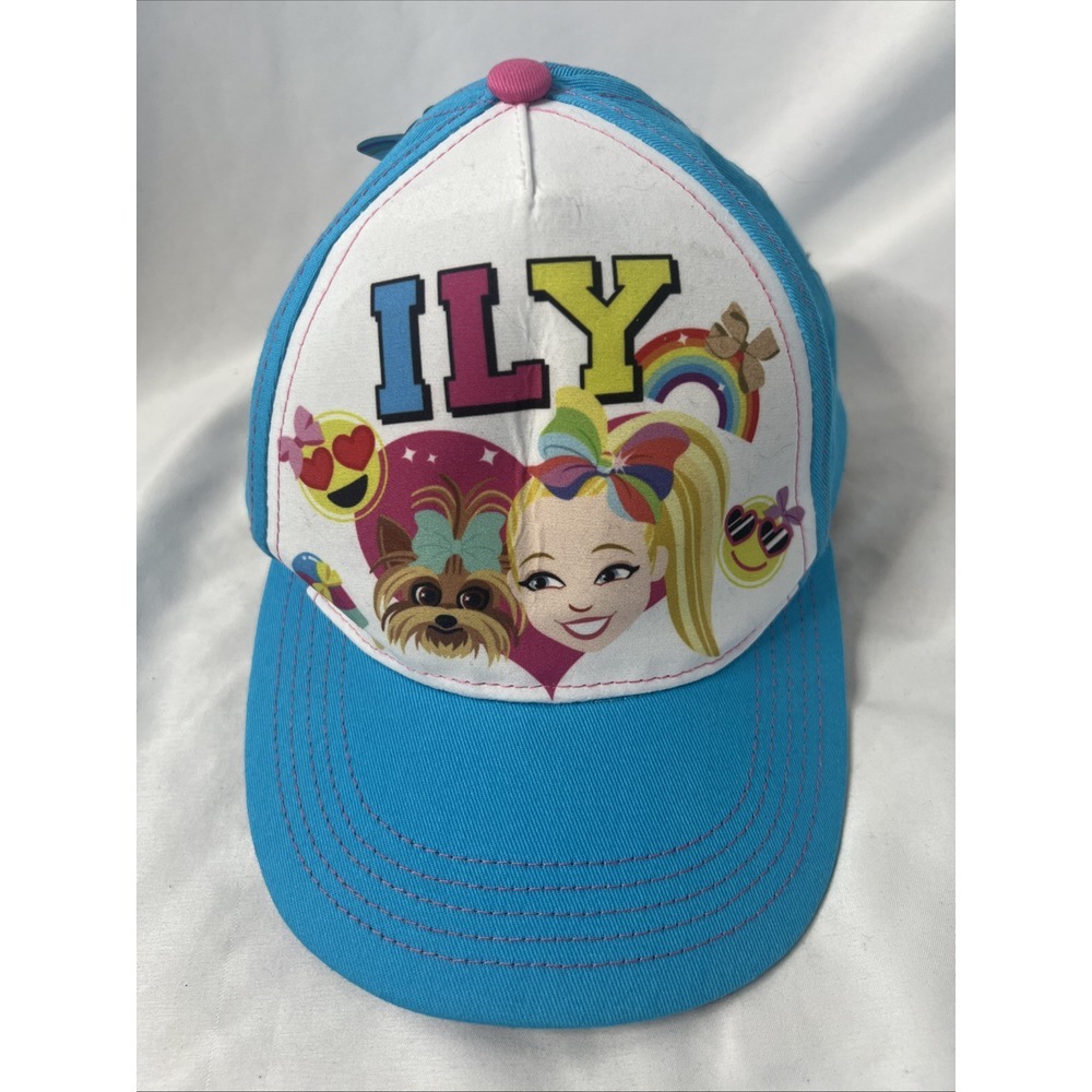 ILY JoJo SIWA Nickelodeon Kids Girls Rainbow Emoji Dog Bow Blue Baseball Hat Cap